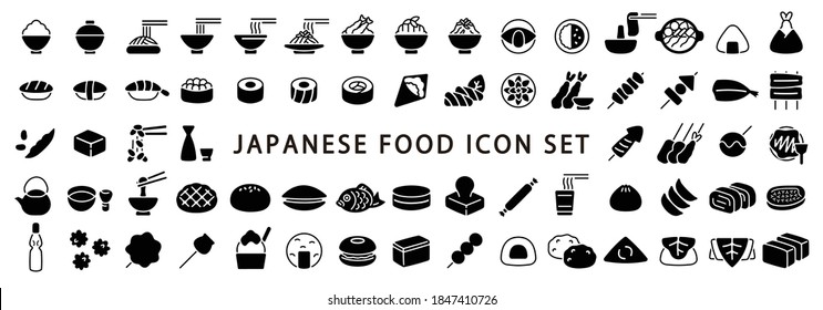 Big Set of Japanese Food Icon (Flat Silhouette Version)