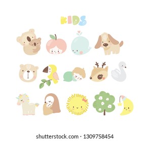 Big set of kids logos/ newborn baby collection