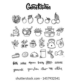 Big set of kitchen icon/ organic and nature food