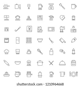 big set of kitchen set icons vector design with simple outline and modern style, editable stroke