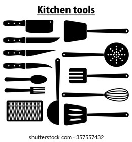 Big set kitchen tools, isolated, vector eps10