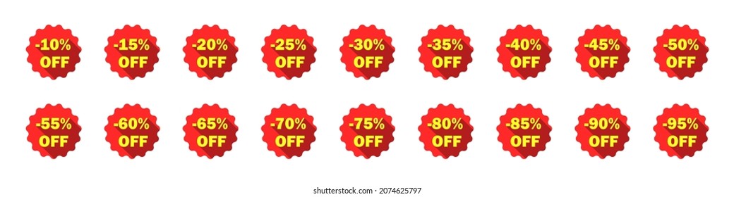 Big set of labels of discounts. Sales. Shopping Day Promotional Offer. Advertising marketing. Vector illustration.