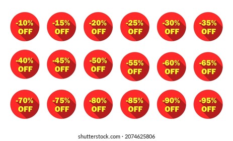 Big set of labels of discounts. Sales. Shopping Day Promotional Offer. Advertising marketing. Vector illustration.