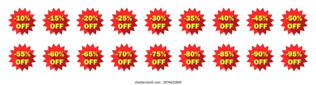 Big set of labels of discounts. Sales. Shopping Day Promotional Offer. Advertising marketing. Vector illustration.