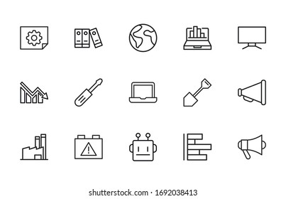 Big set of labor line icons. Vector illustration isolated on a white background. Premium quality symbols. Stroke vector icons for concept or web graphics. Simple thin line signs. 