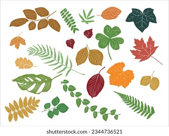 big set of leaves and branches in vector. silhouette
