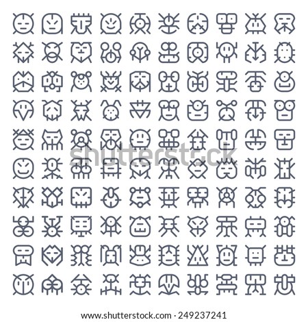 big set of line art monsters. use for design