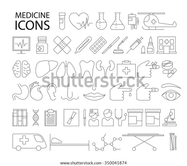 Big Set line\
Medicine symbols. Linear\
style