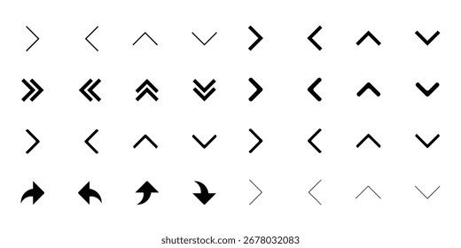 Big set of line vector arrow icons. Arrows icons. Arrow UI, UX icon kit collection. Arrow icon set. vector illustration 