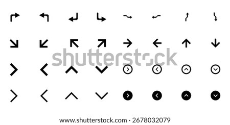 Big set of line vector arrow icons. Arrows icons. Arrow UI, UX icon kit collection. Arrow icon set. vector illustration 