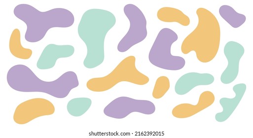 Big set of Liquid Abstract shapes. Isolated Flat Vector background illustration. Various colors modern template. Minimal curvy design. Geometric graphic elements. Place for text.