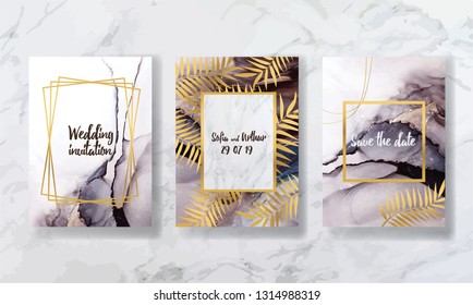 the big set of liquid marble with gold. flyer, business card, flyer, brochure, poster, for printing. trend vector