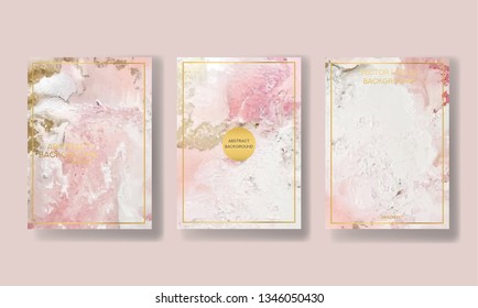 der große Satz von flüssigem Marmor mit Gold. Flyer, Visitenkarte, Flyer, Broschüre, Poster, zum Drucken. Trendvektor