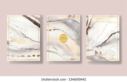 the big set of liquid marble with gold. flyer, business card, flyer, brochure, poster, for printing. trend vector