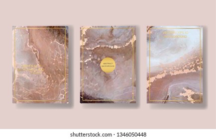 the big set of liquid marble with gold. flyer, business card, flyer, brochure, poster, for printing. trend vector