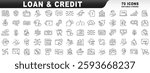 Big set of loan related line icons. Editable stroke