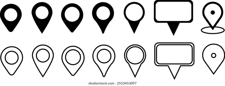 Big Set Location icon. Map pin sign. location pin place marker. Group Map marker pointer icon. Location indicator GPS location symbol collection.