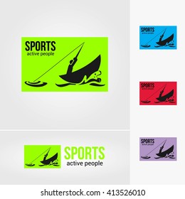 Big set of logos, badges, stickers and prints fishing club.