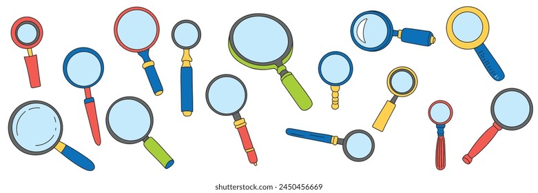 
Big set of magnification in doodle style. Hand draw vector art.
