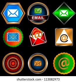 Big set of mails on a black background