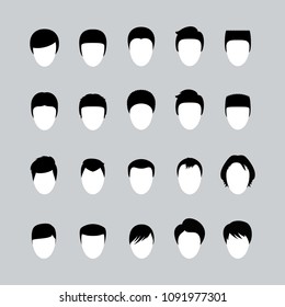 Big Set of Male Haircuts and Hairstyles Silhouettes