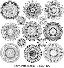 Big set of mandalas. Round decorative elements