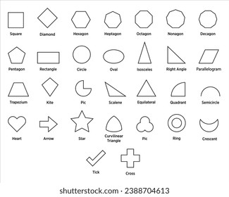 Big set of mathematical and geometric shapes