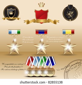 big set medals and award. vector 10 eps