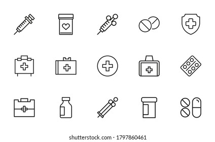 Medical Line Icons On White Background Stock Vector (royalty Free 