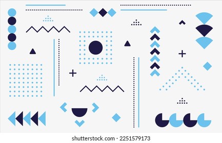 Big set of memphis design elements isolated on a white background. Pattern from geometric shapes. Memphis 80s-90s style. For use in web design, invitation, poster, print.
