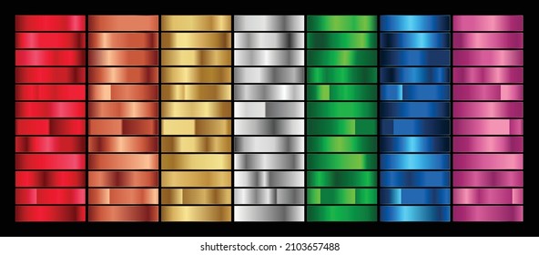 Big set metallic gradients different colored metal set 