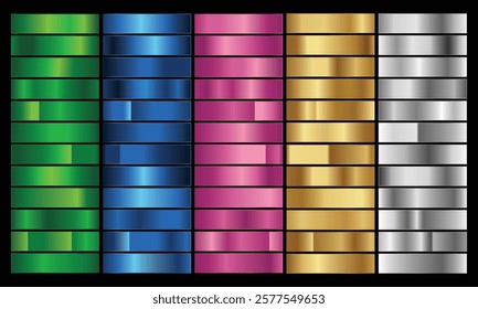 Big set of metallic gradients different colored metal set 