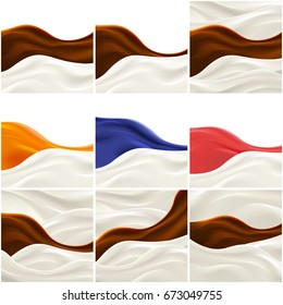 Big set of Milk or yogurt splash vector realistic illustration for product design or advertising needs