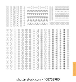 Big Set of minimal geometric monochrome shapes. Business signs, labels, trendy borders and frames, icons and logotypes. 