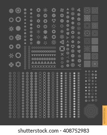 Big Set of minimal geometric monochrome shapes. Business signs, labels, trendy borders and frames, icons and logotypes. 