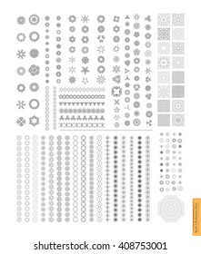 Big Set of minimal geometric monochrome shapes. Business signs, labels, trendy borders and frames, icons and logotypes. 