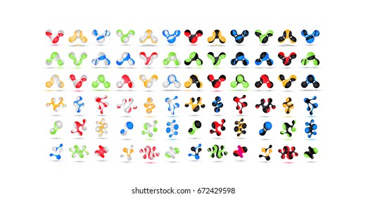 Big Set  of minimal geometric multicolor symbol set shapes. Trendy icons and logotypes. Business signs symbols, labels, badges, frames and borders 