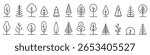 Big set of minimal trees linear icons. Editable stroke