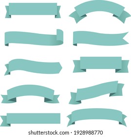 Big Set Mint Ribbon Isolated With Gradient Mesh, Vector Illustration