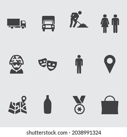 Big Set of Miscellaneous Lifestyle Line Icons. Editable Stroke. Finger Touch, Smartphone, Trade, Courier, Bicycle, Seagull, Happy Face.  Miscellaneous icon design