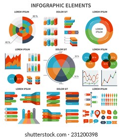 Big set of modern business infographic elements. Flat design style vector illustration. Ready for presentation, brochure, booklet, web design