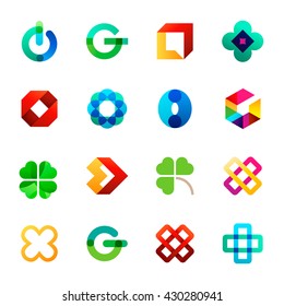 Big set of modern icon design elements. Best for identity and logotypes. Editable.