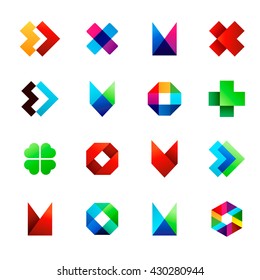 Big set of modern icon design elements. Best for identity and logotypes. Editable.