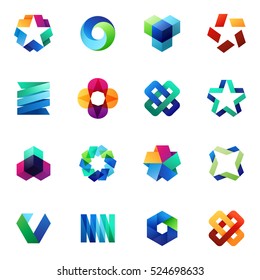 Big set of modern icon design elements. Best for identity and logotypes. Editable.