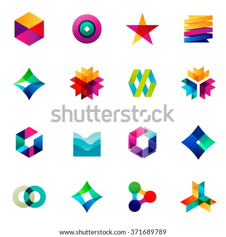 Big set of modern icon design elements. Best for identity and logotypes. Editable.
