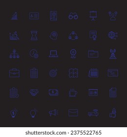 paquete de iconos moderno de gran conjunto, paquete de iconos de línea empresarial
