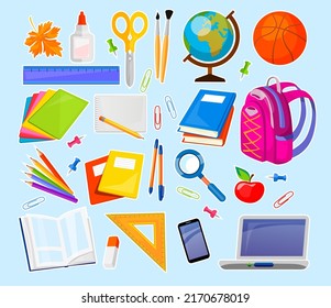 Big Set Modern School Supplies Books Stock Vector (Royalty Free ...