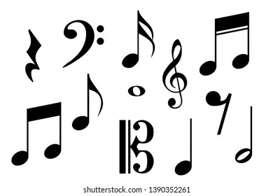 Big set of music notes. Vector illustration