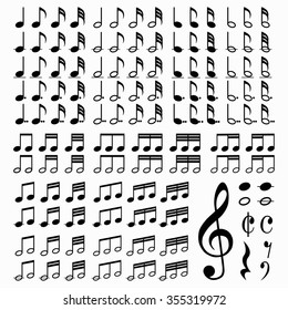 Big set of Music notes. Vector illustration EPS8