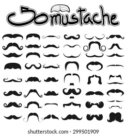 Big set of mustache vector on white background set 1 , hipster moustache collection